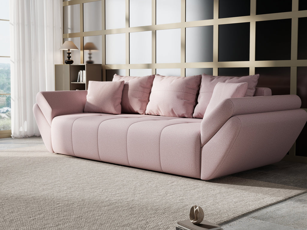 Canapea extensibilă dumonde cu ladă de depozitare si sezut confortabil din spuma high-density, Berlin Enjoy Flamingo 250x100 cm