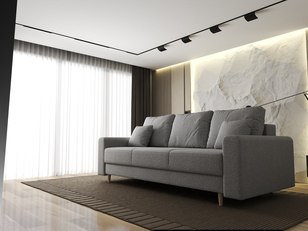 Canapea extensibilă dumonde cu ladă de depozitare si sezut confortabil din spuma high-density, Kronos Euphoria Dove 210x100 cm