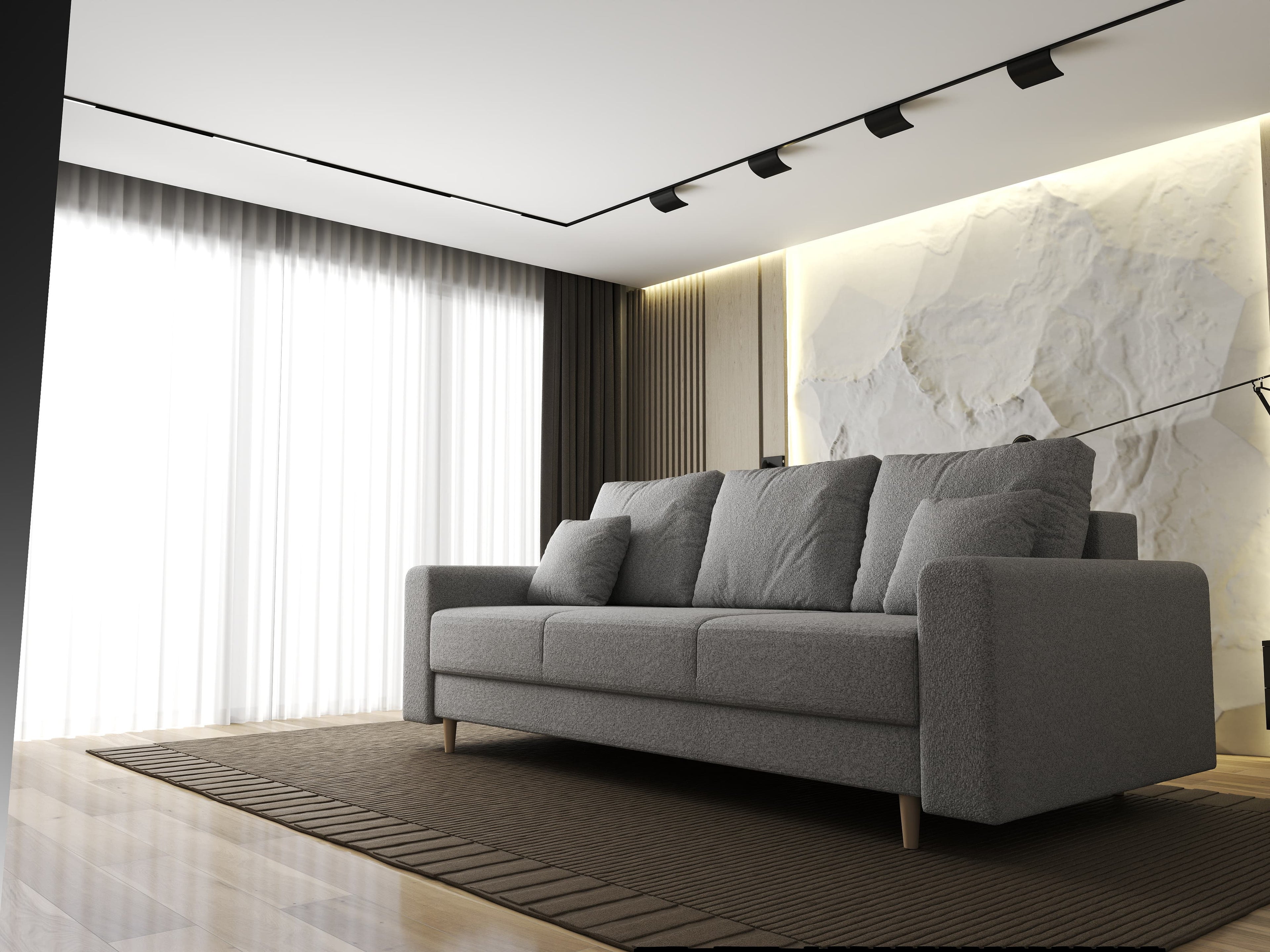 Canapea extensibilă dumonde cu ladă de depozitare si sezut confortabil din spuma high-density, Kronos Euphoria Dove 210x100 cm