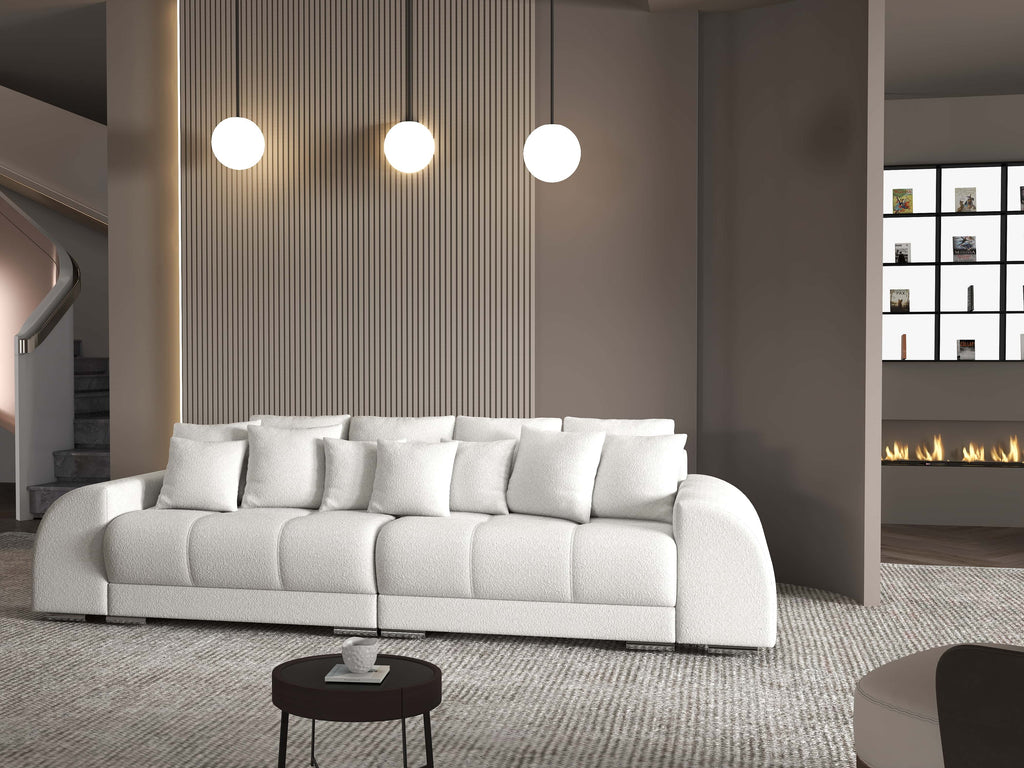 Canapea extensibilă dumonde cu 2 lăzi de depozitare si sezut confortabil din spuma high-density, Verona Euphoria Ivory 310x100 cm