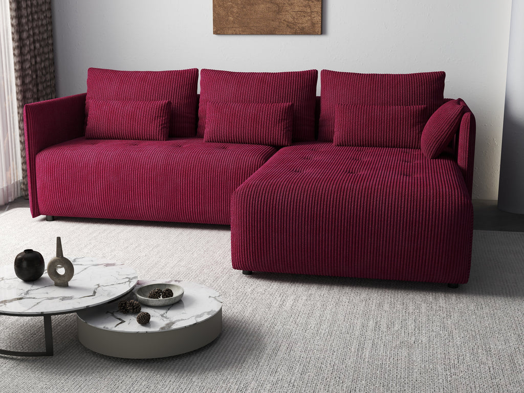 Colțar extensibil dumonde cu ladă de depozitare si sezut confortabil din spuma high-density, Malta Zoom Red II 235x185 cm