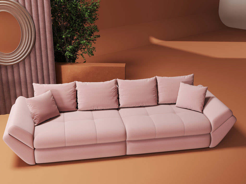 Canapea extensibilă dumonde cu ladă de depozitare si sezut confortabil din spuma high-density, Loana Royal Roz 300x100 cm