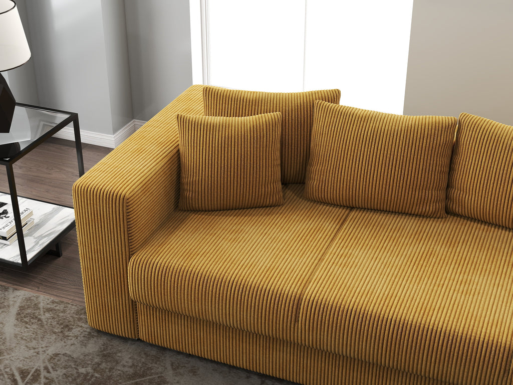 Canapea extensibilă dumonde cu ladă de depozitare si sezut confortabil din spuma high-density, Gloria Zoom Mustar 240x100 cm
