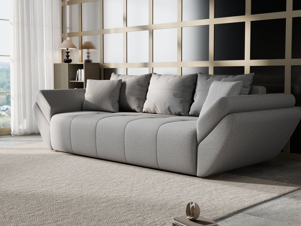 Canapea extensibilă dumonde cu ladă de depozitare si sezut confortabil din spuma high-density, Berlin Enjoy Grey 250x100 cm