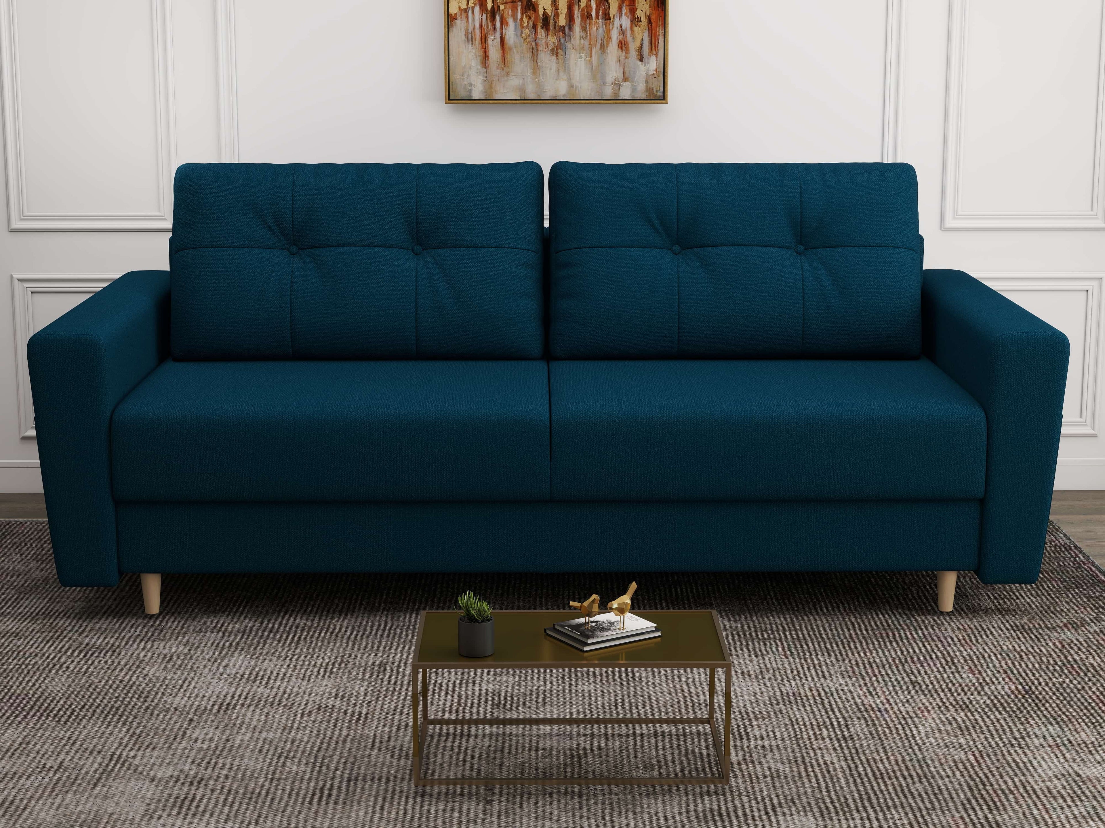 Canapea extensibilă dumonde cu ladă de depozitare si sezut confortabil din spuma high-density, Summer Enjoy Petrol 225x100 cm