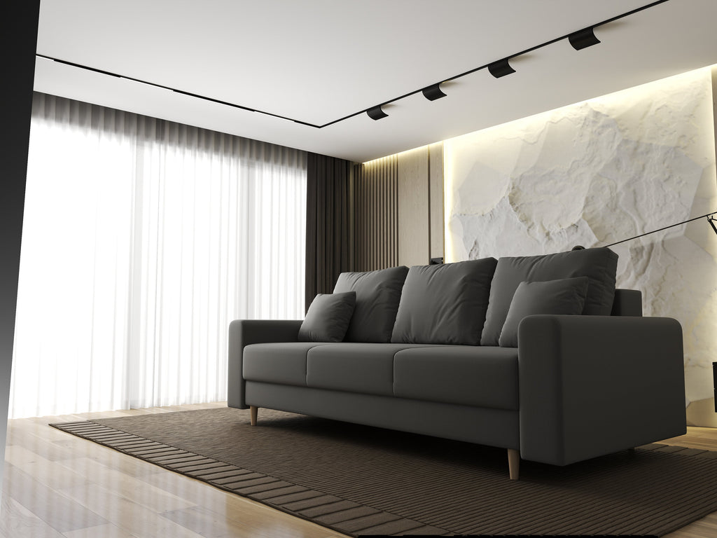 Canapea extensibilă dumonde cu ladă de depozitare si sezut confortabil din spuma high-density, Kronos Royal Gri 210x100 cm