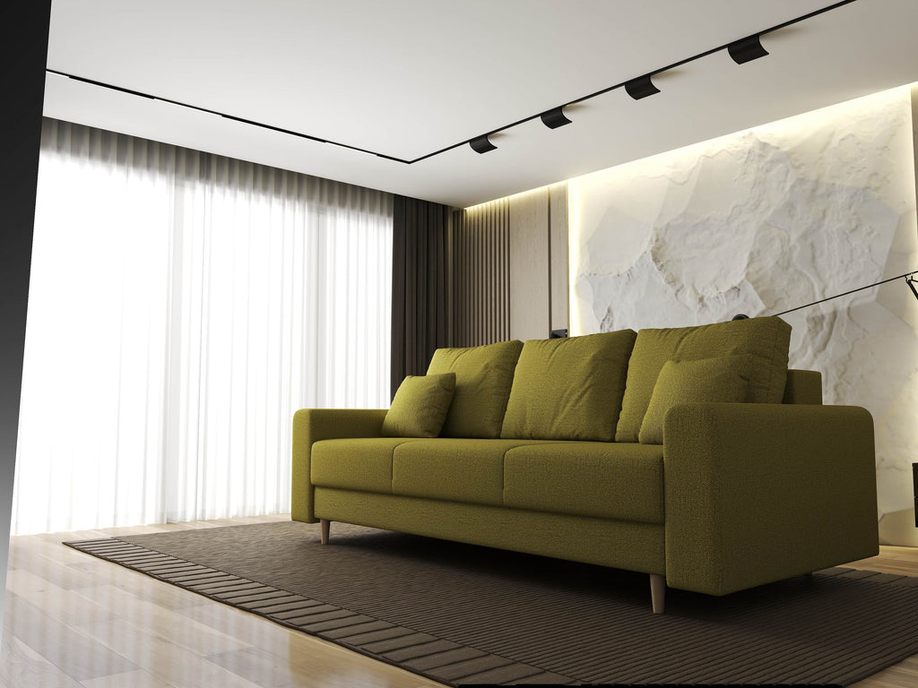 Canapea extensibilă dumonde cu ladă de depozitare si sezut confortabil din spuma high-density, Kronos Enjoy Verde 210x100 cm
