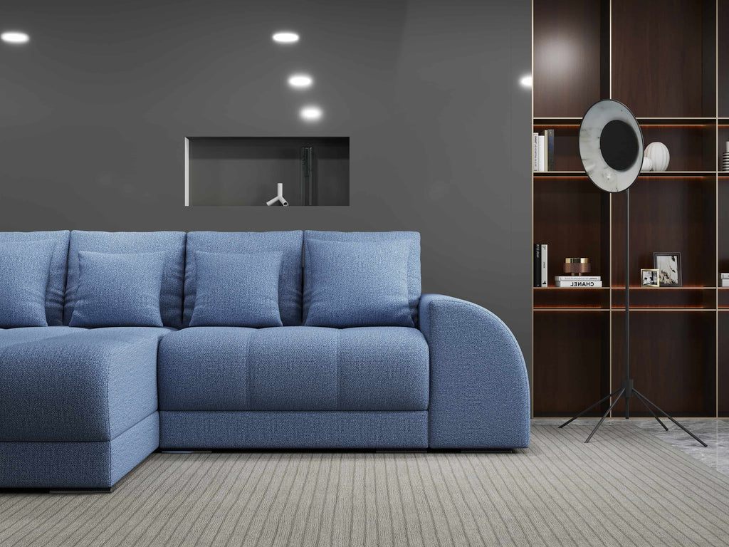 Colțar extensibil dumonde cu ladă de depozitare si sezut confortabil din spuma high-density, Verona Enjoy Albastru 290x185 cm