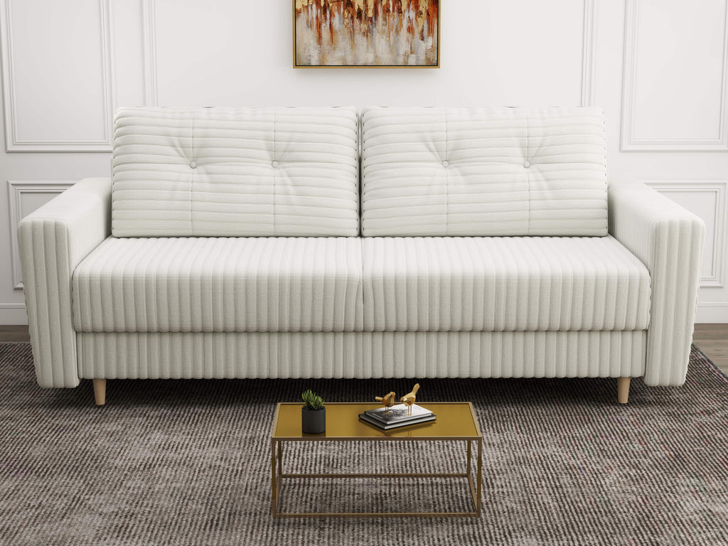 Canapea extensibilă dumonde cu ladă de depozitare si sezut confortabil din spuma high-density, Summer Ambience Ivory 225x100 cm