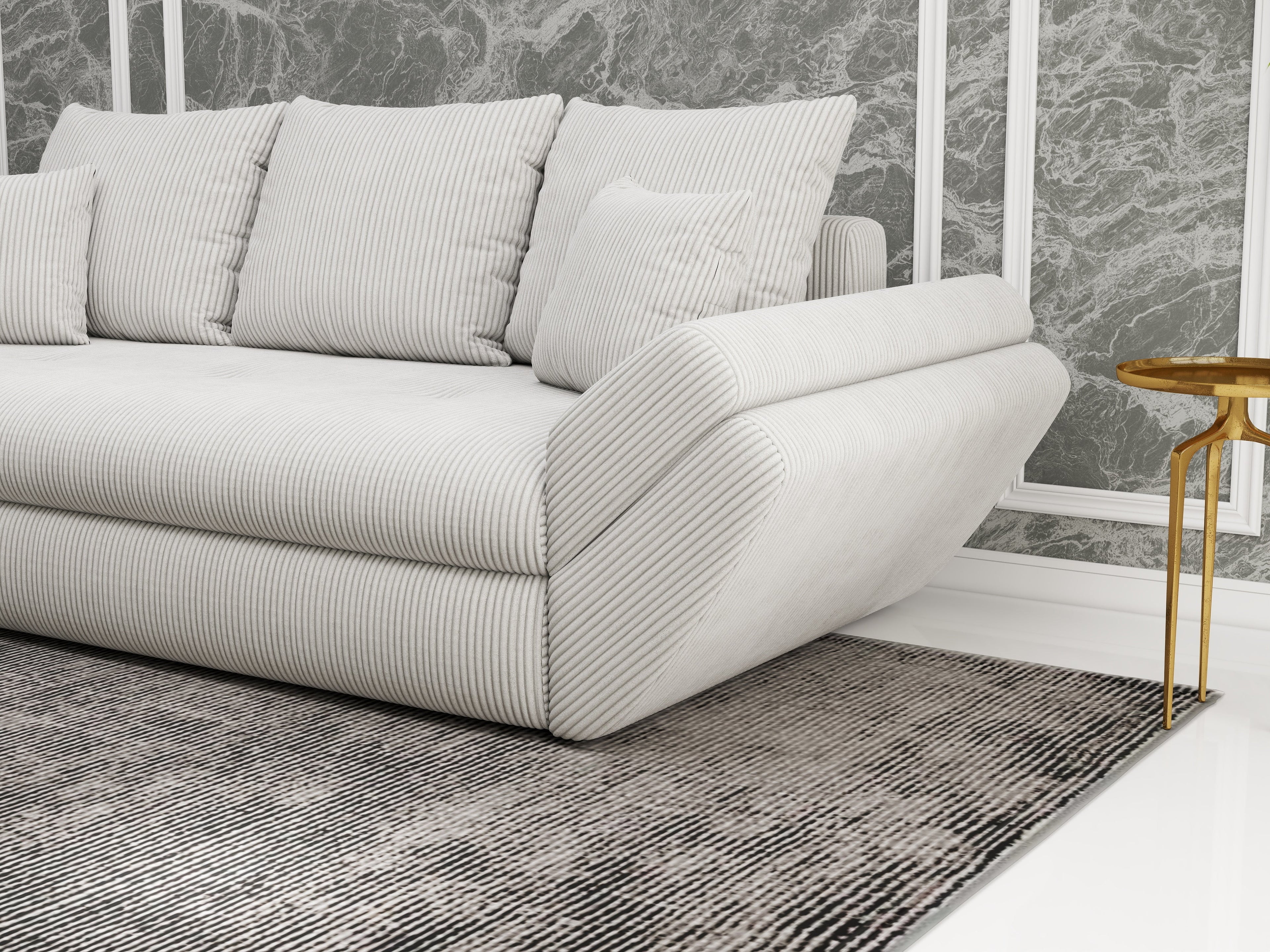 Canapea extensibilă dumonde cu ladă de depozitare si sezut confortabil din spuma high-density, Loana Zoom Cream 250x100 cm