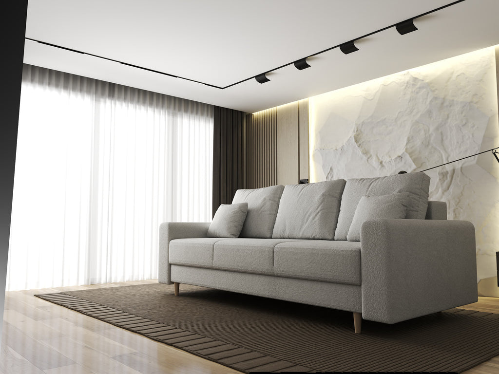 Canapea extensibilă dumonde cu ladă de depozitare si sezut confortabil din spuma high-density, Kronos Euphoria Ivory 210x100 cm