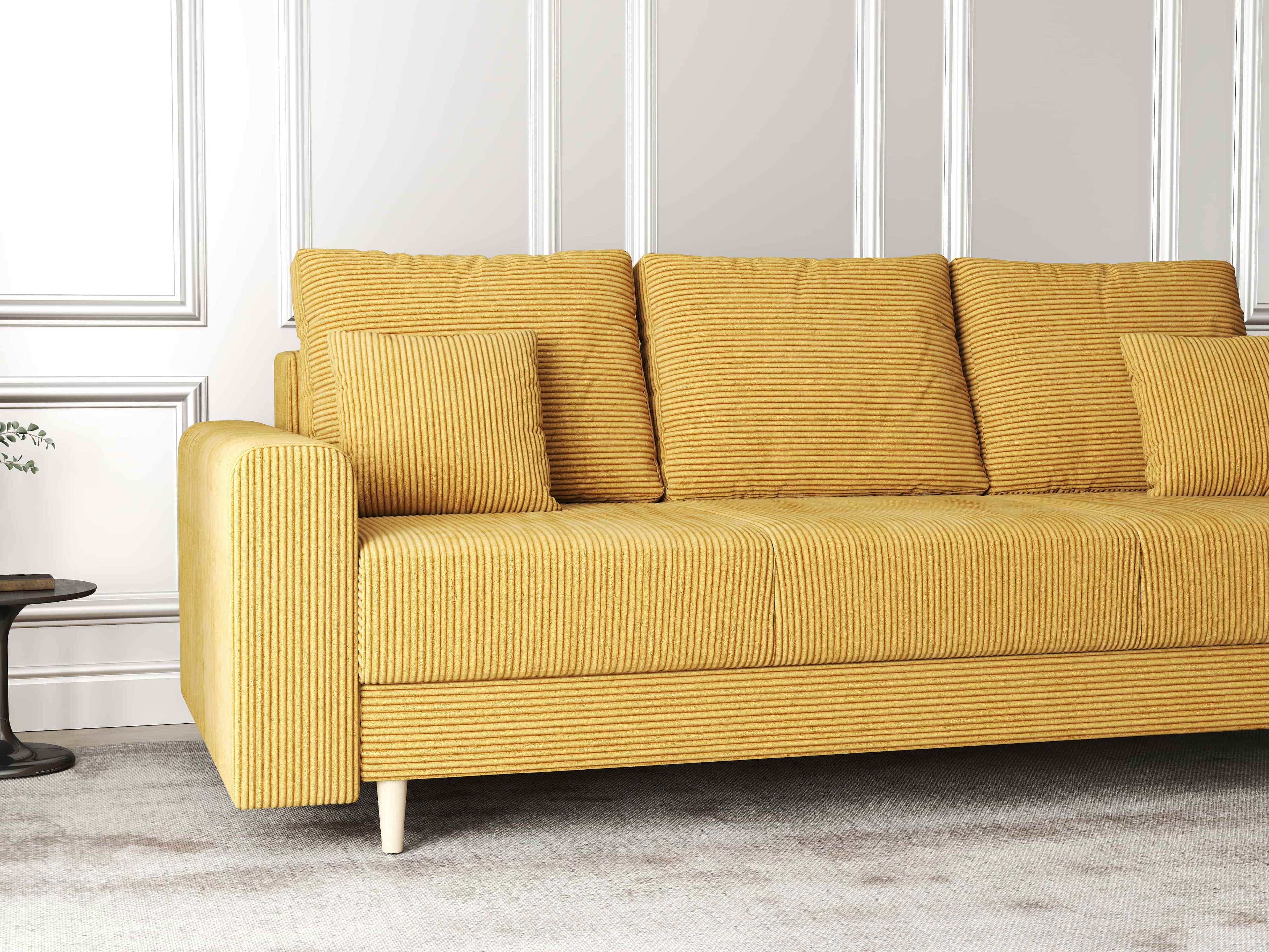 Canapea extensibilă dumonde cu ladă de depozitare si sezut confortabil din spuma high-density, Kronos Zoom Mustar 210x100 cm