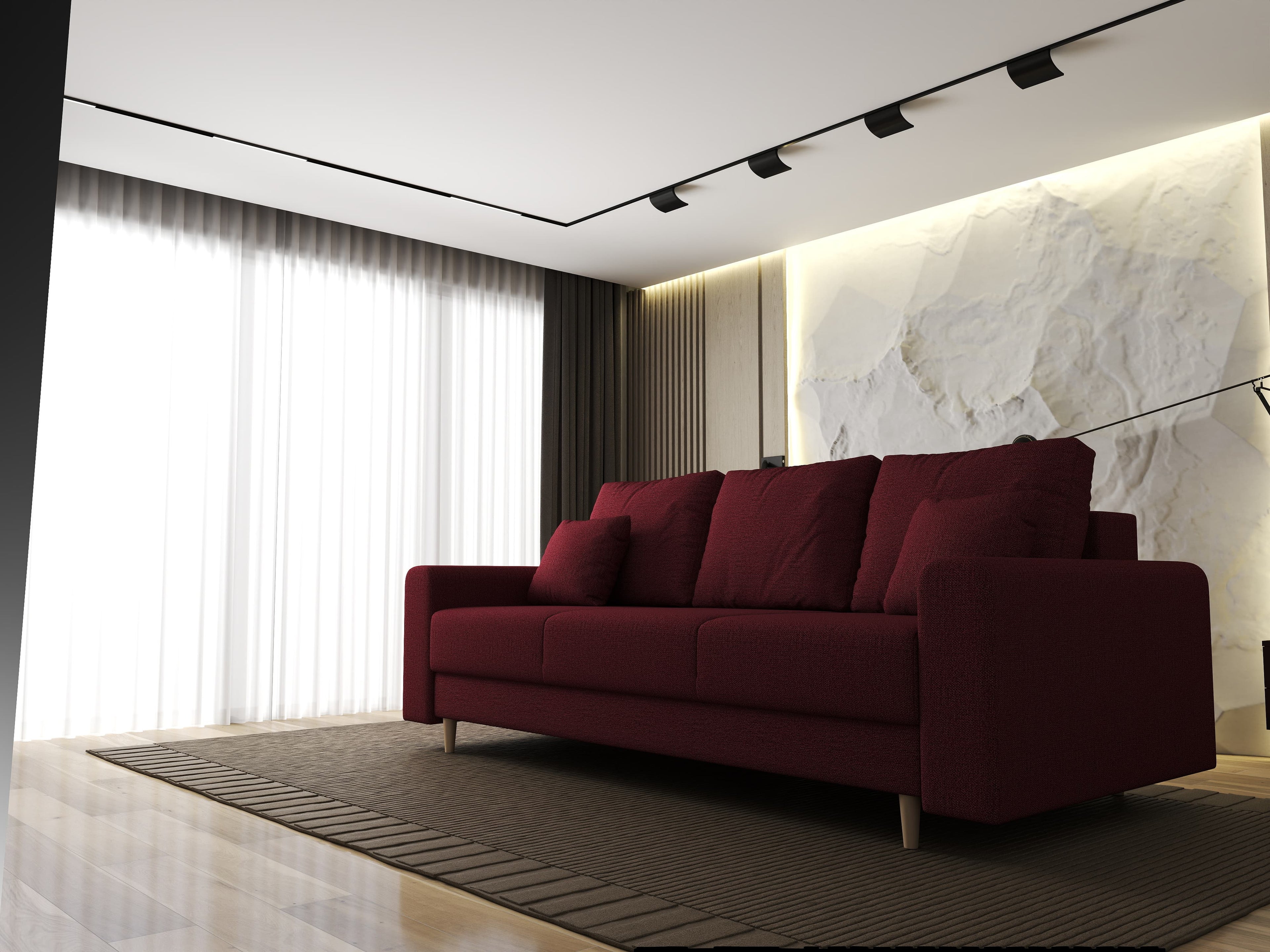 Canapea extensibilă dumonde cu ladă de depozitare si sezut confortabil din spuma high-density, Kronos Enjoy Rosu 210x100 cm