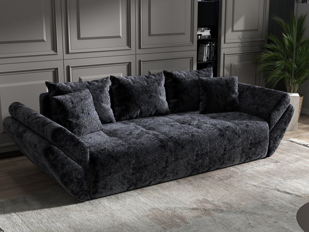 Canapea extensibilă dumonde cu ladă de depozitare si sezut confortabil din spuma high-density, Berlin Euphoria Black 250x100 cm