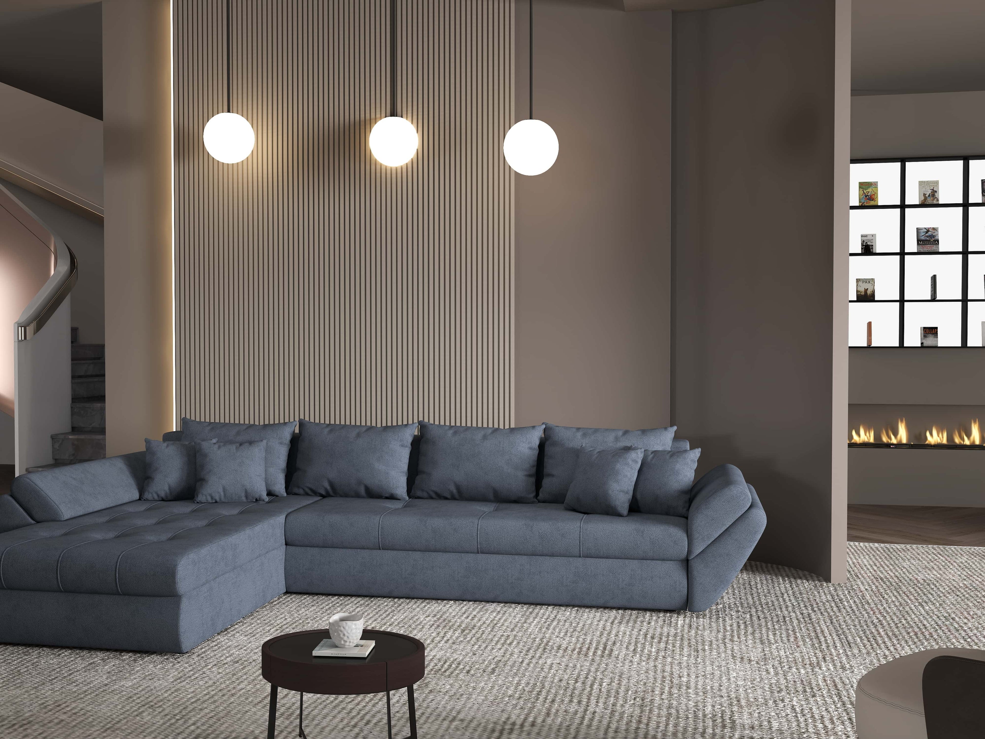 Colțar extensibil dumonde cu ladă de depozitare si sezut confortabil din spuma high-density, Loana XL Enjoy Antracit 335x185 cm