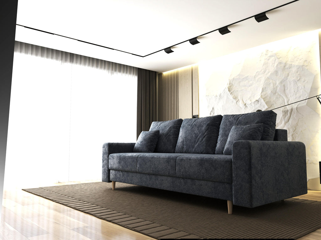 Canapea extensibilă dumonde cu ladă de depozitare si sezut confortabil din spuma high-density, Kronos Euphoria Grafit 210x100 cm