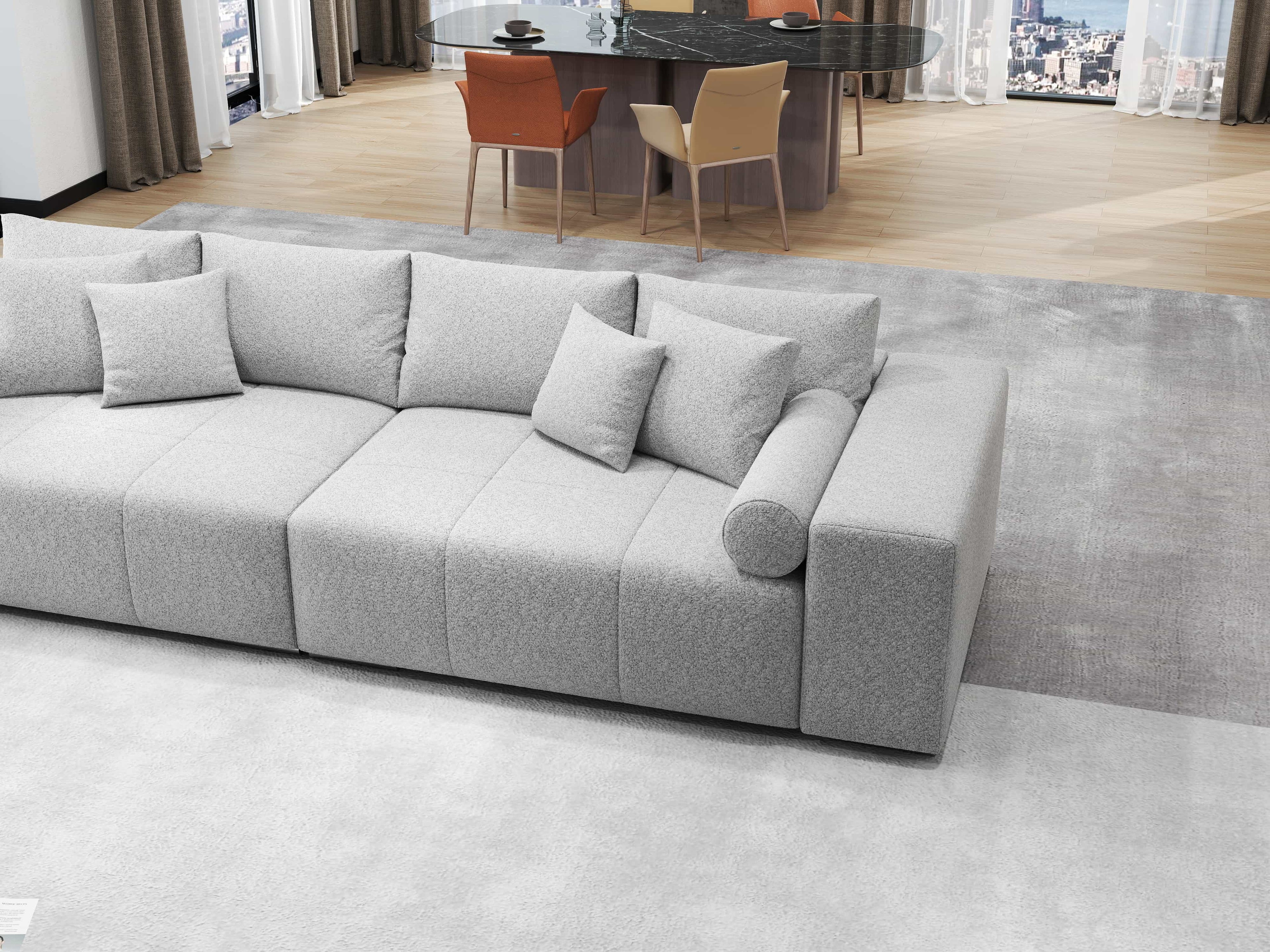 Canapea extensibilă dumonde cu ladă de depozitare si sezut confortabil din spuma high-density, Marbela Enjoy Grey XXL 295x100 cm