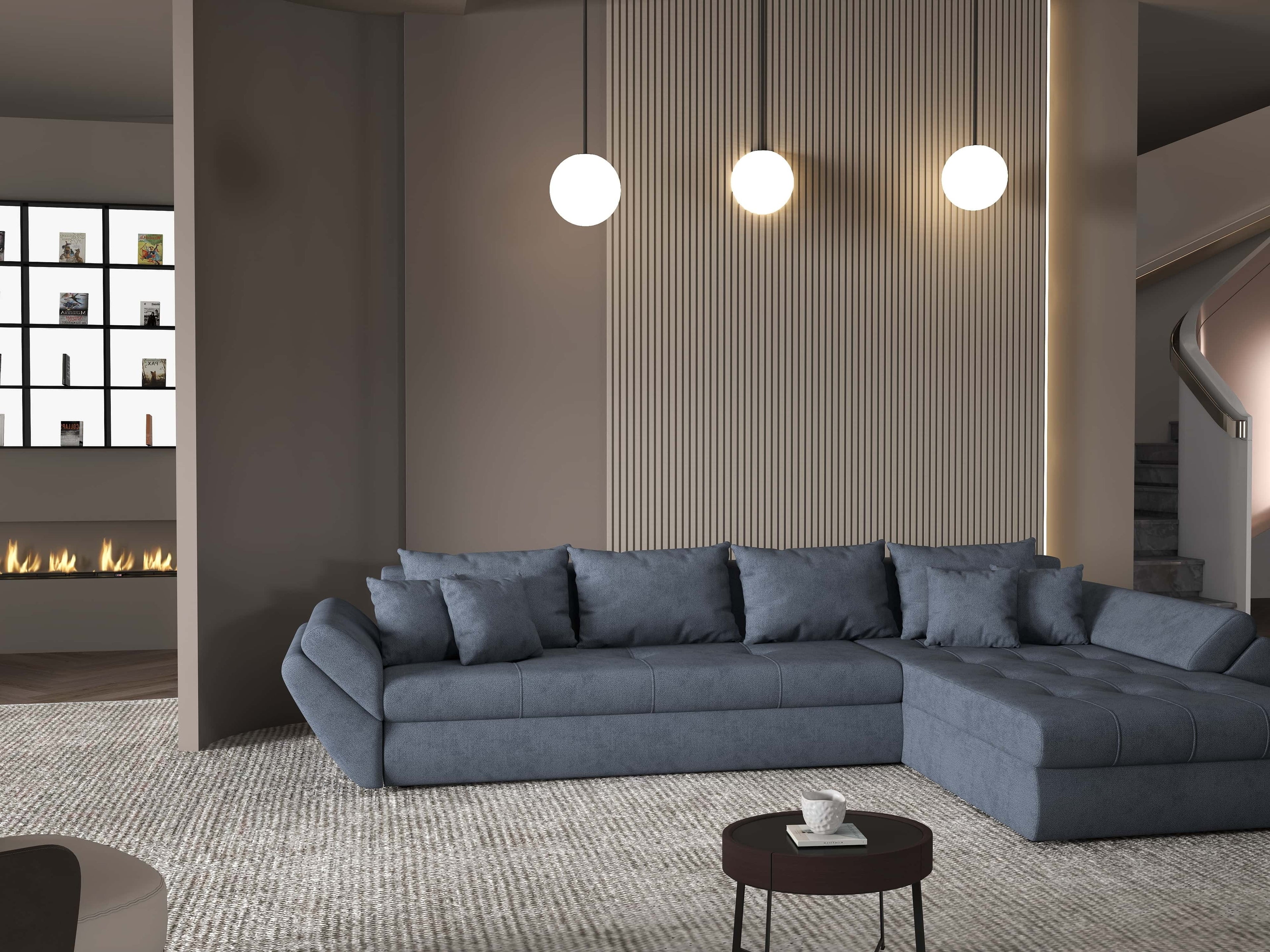 Colțar extensibil dumonde cu ladă de depozitare si sezut confortabil din spuma high-density, Loana XL Enjoy Antracit II 335x185 cm