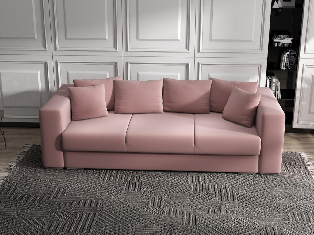 Canapea extensibilă dumonde cu ladă de depozitare si sezut confortabil din spuma high-density, Gloria Royal Roz 240x100 cm
