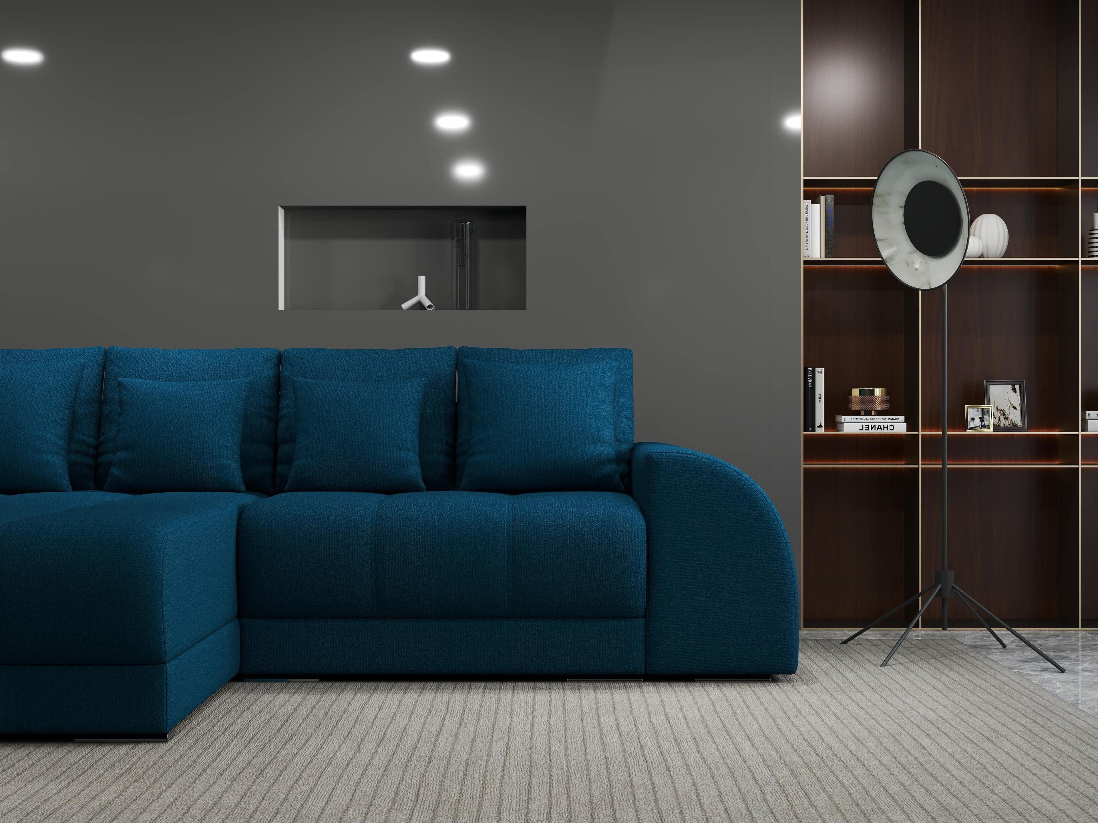Colțar extensibil dumonde cu ladă de depozitare si sezut confortabil din spuma high-density, Verona Enjoy Petrol 290x185 cm