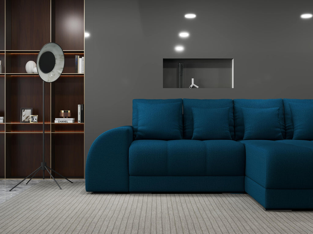 Colțar extensibil dumonde cu ladă de depozitare si sezut confortabil din spuma high-density, Verona Enjoy Petrol II 290x185 cm