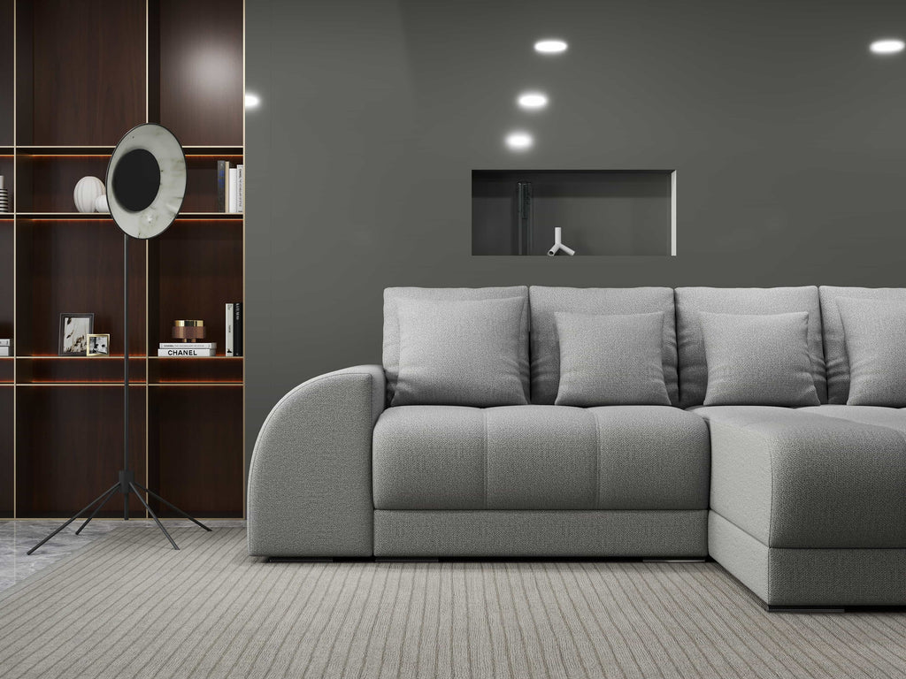 Colțar extensibil dumonde cu ladă de depozitare si sezut confortabil din spuma high-density, Verona Enjoy Gri II 290x185 cm