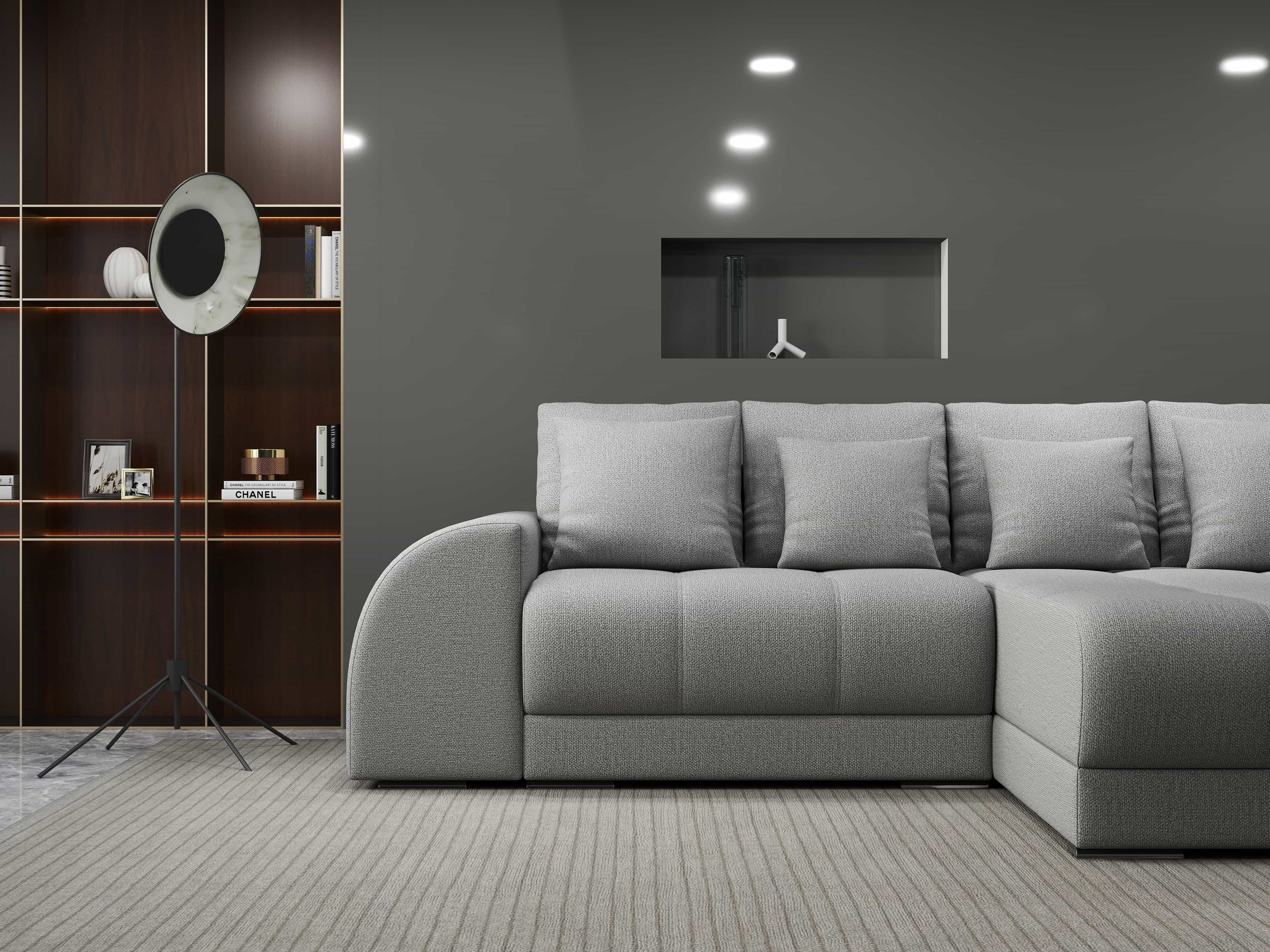 Colțar extensibil dumonde cu ladă de depozitare si sezut confortabil din spuma high-density, Verona Enjoy Gri II 290x185 cm