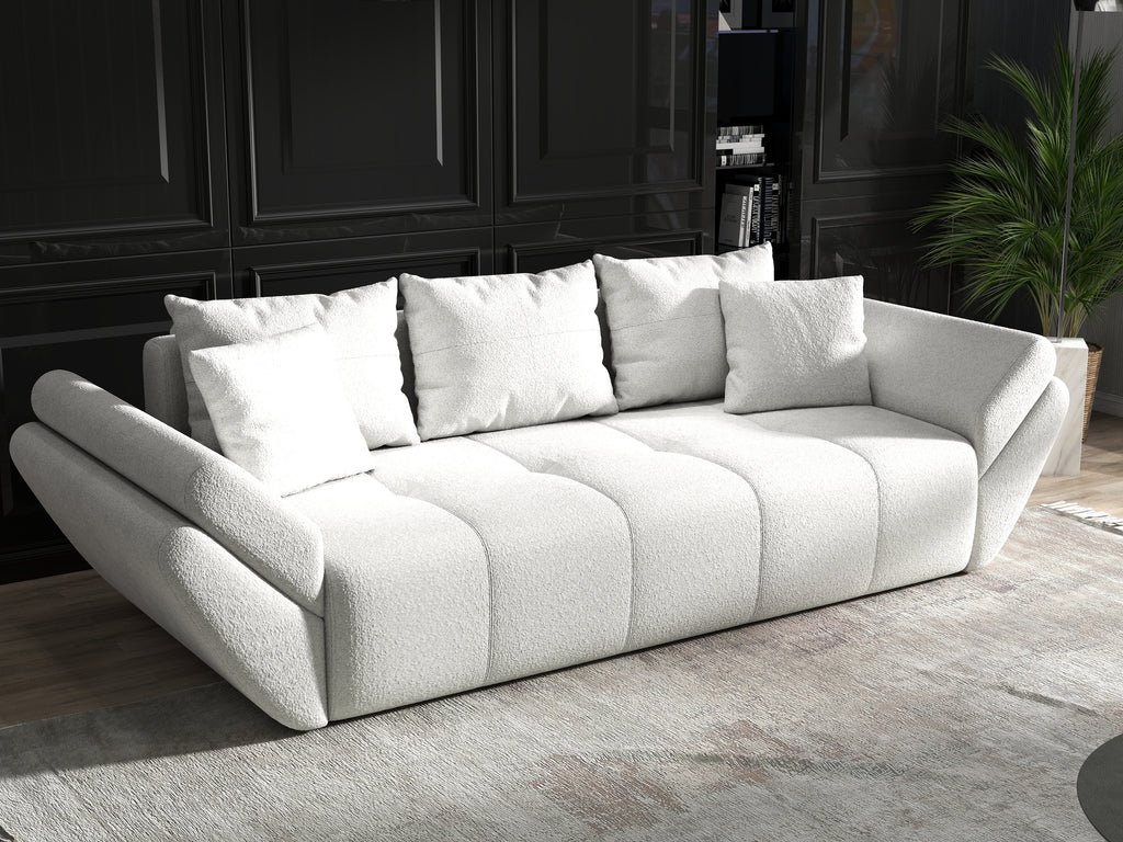 Canapea extensibilă dumonde cu ladă de depozitare si sezut confortabil din spuma high-density, Berlin Euphoria Ivory 250x100 cm