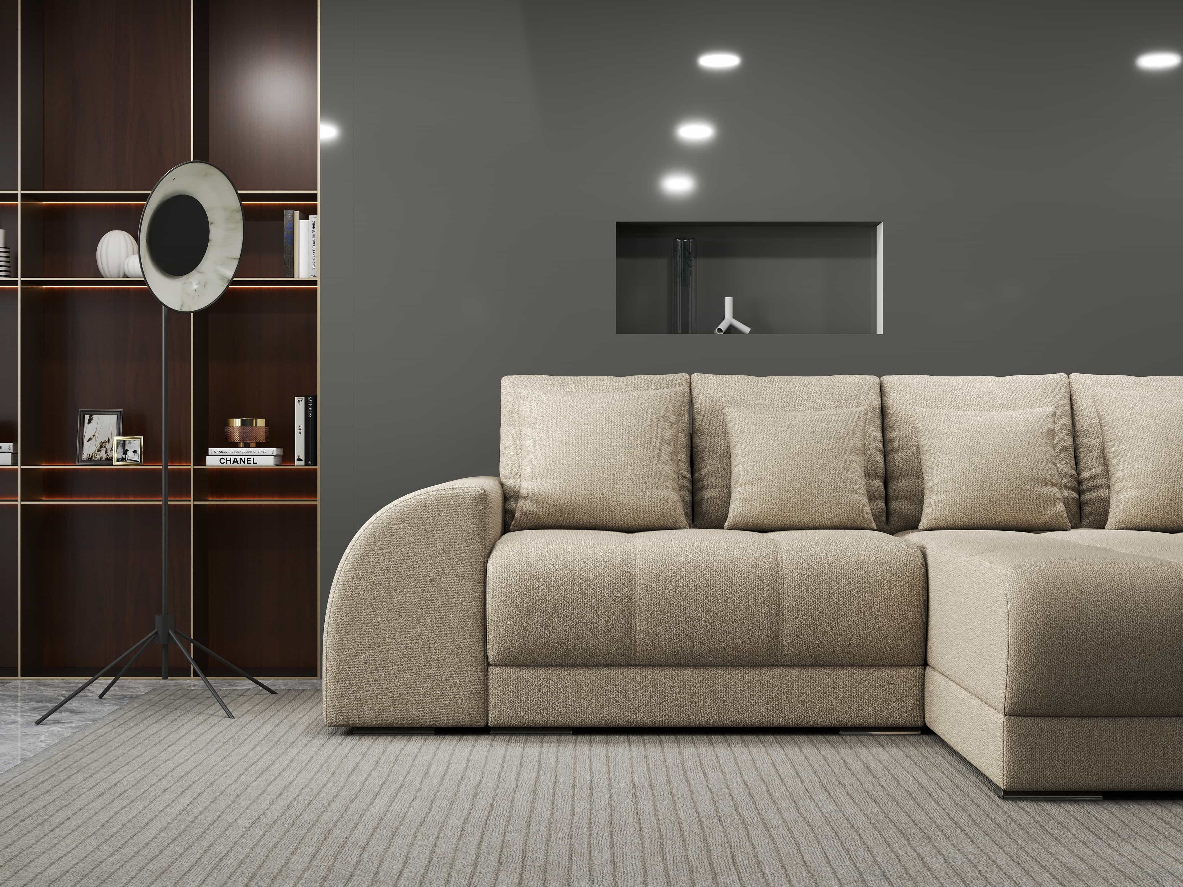 Colțar extensibil dumonde cu ladă de depozitare si sezut confortabil din spuma high-density, Verona Enjoy Camel II 290x185 cm