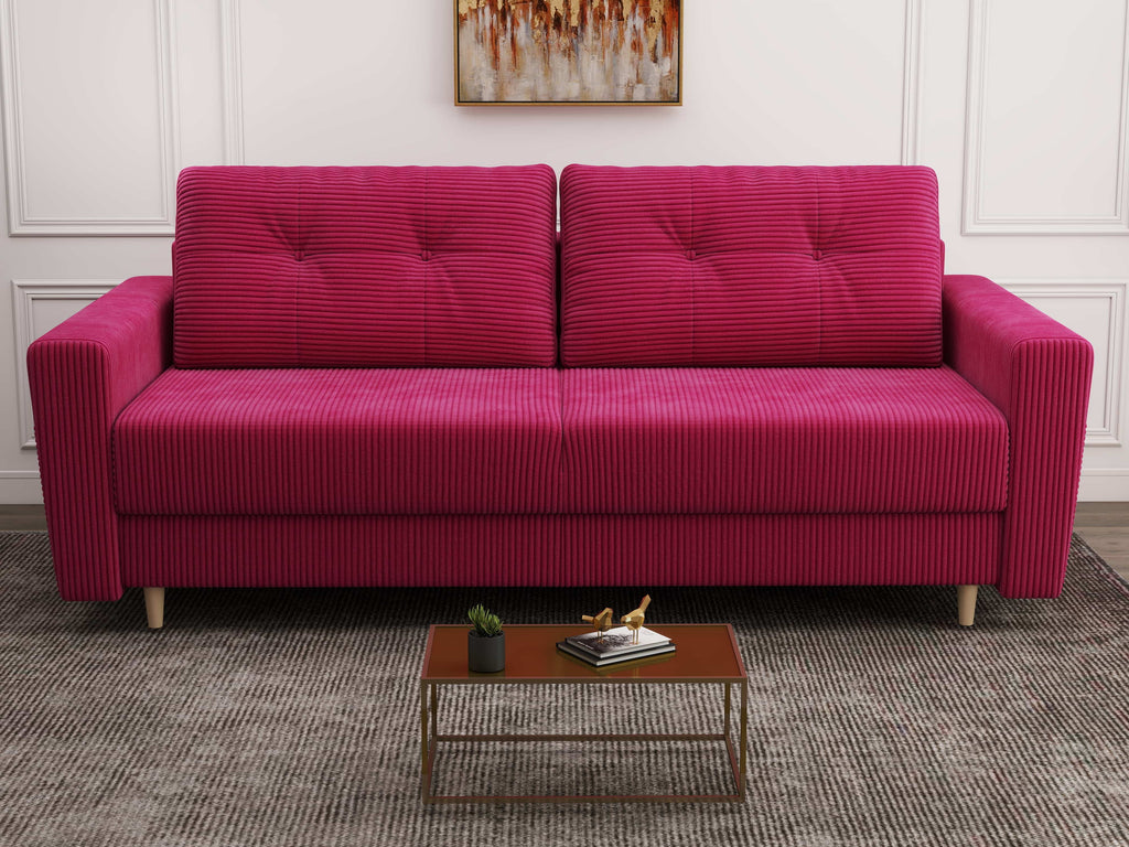 Canapea extensibilă dumonde cu ladă de depozitare si sezut confortabil din spuma high-density, Summer Zoom Rosu 225x100 cm