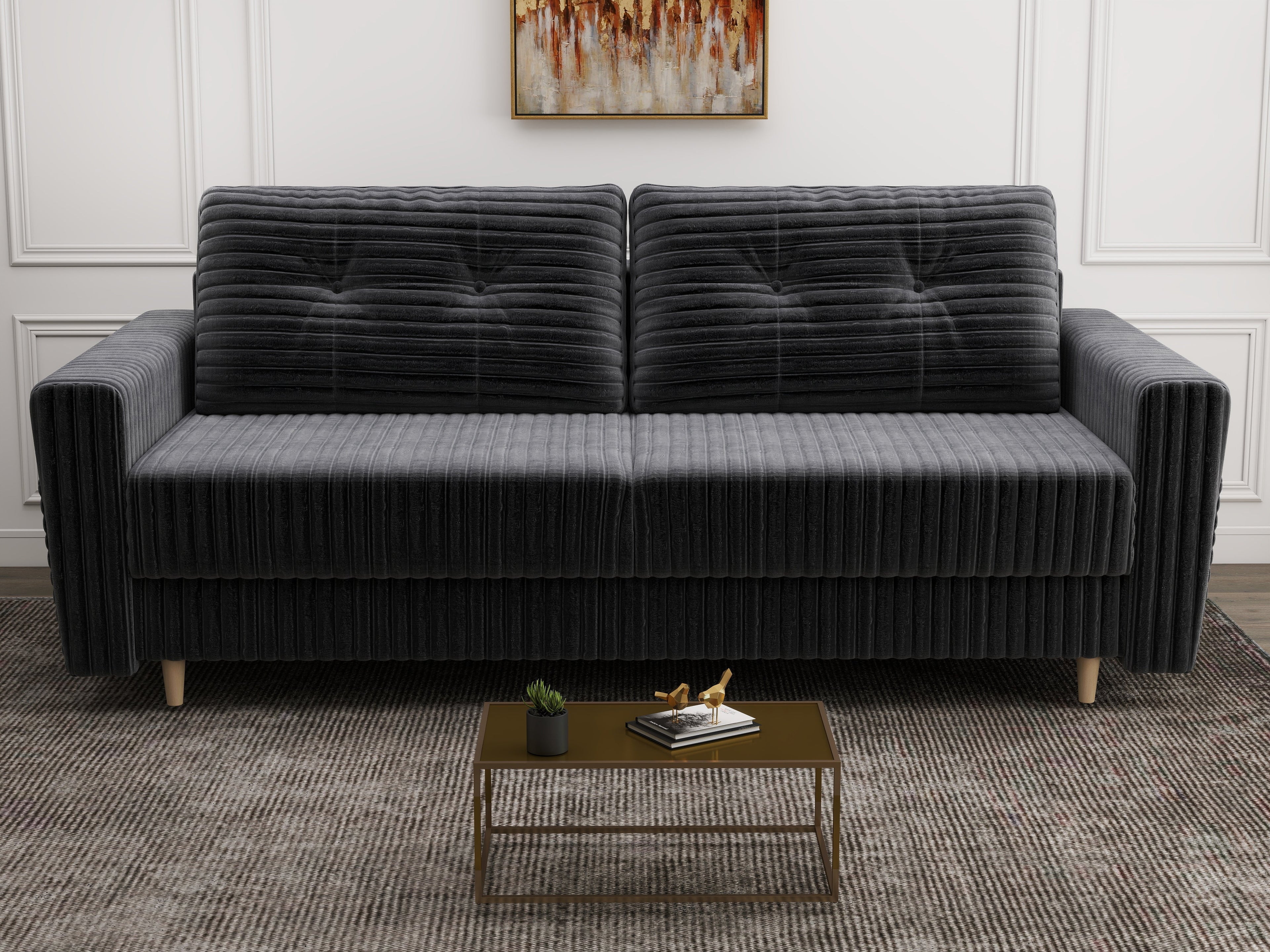 Canapea extensibilă dumonde cu ladă de depozitare si sezut confortabil din spuma high-density, Summer Ambience Gri 225x100 cm