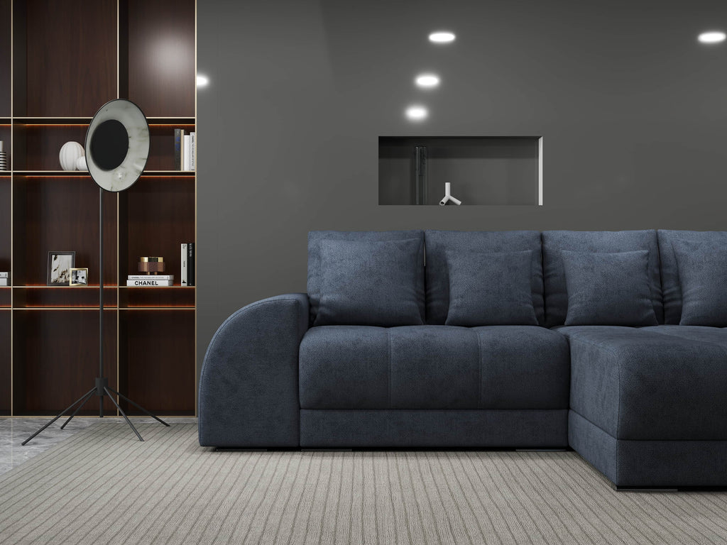 Colțar extensibil dumonde cu ladă de depozitare si sezut confortabil din spuma high-density, Verona Enjoy Antracit II 290x185 cm