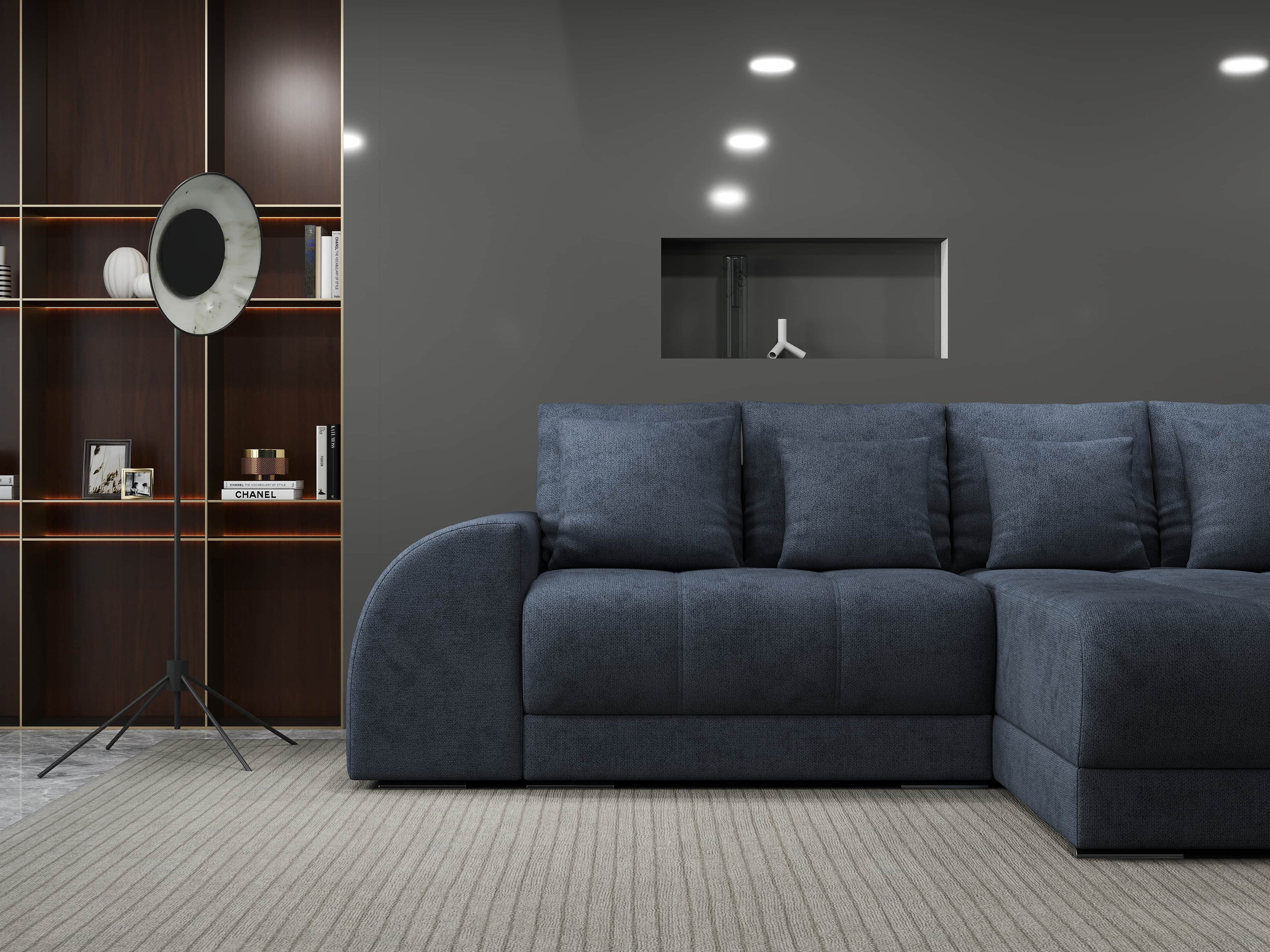 Colțar extensibil dumonde cu ladă de depozitare si sezut confortabil din spuma high-density, Verona Enjoy Antracit II 290x185 cm