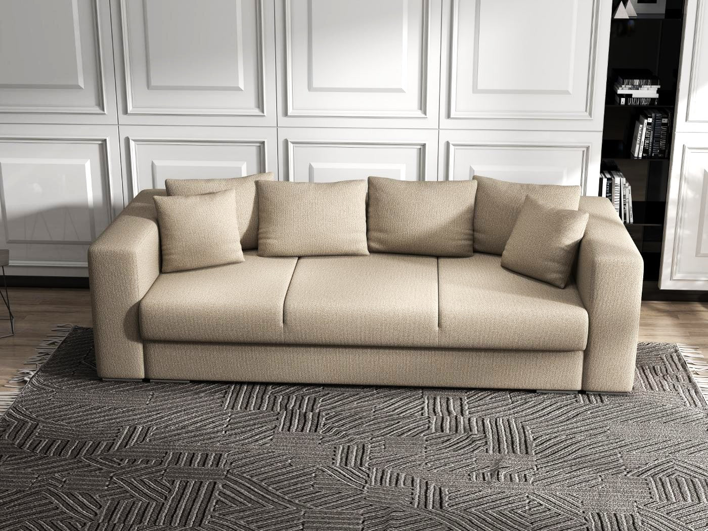 Canapea extensibilă dumonde cu ladă de depozitare si sezut confortabil din spuma high-density, Gloria Enjoy Camel 240x100 cm