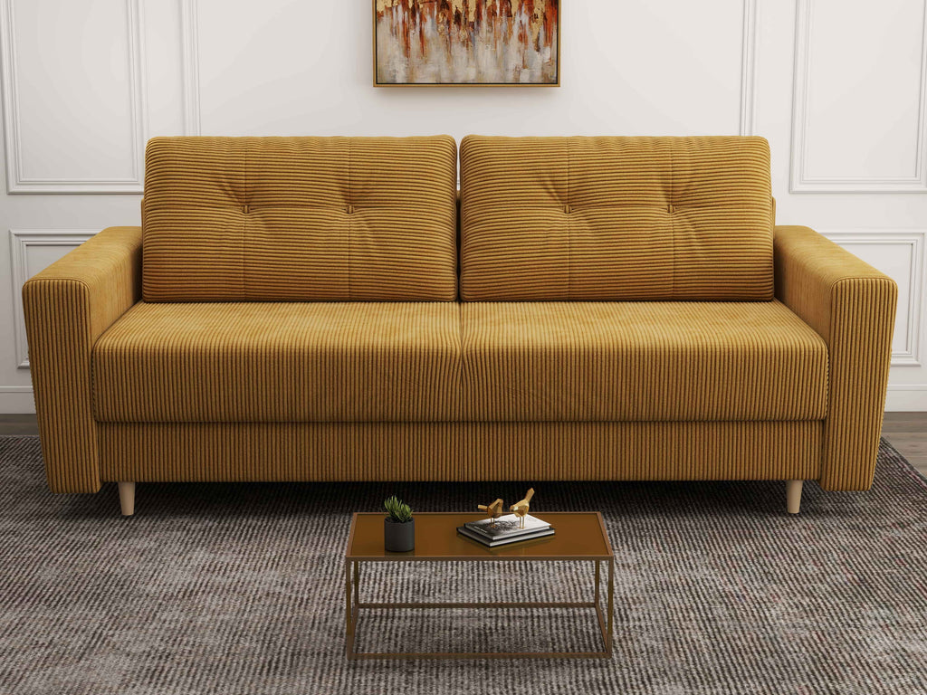 Canapea extensibilă dumonde cu ladă de depozitare si sezut confortabil din spuma high-density, Summer Zoom Mustar 225x100 cm