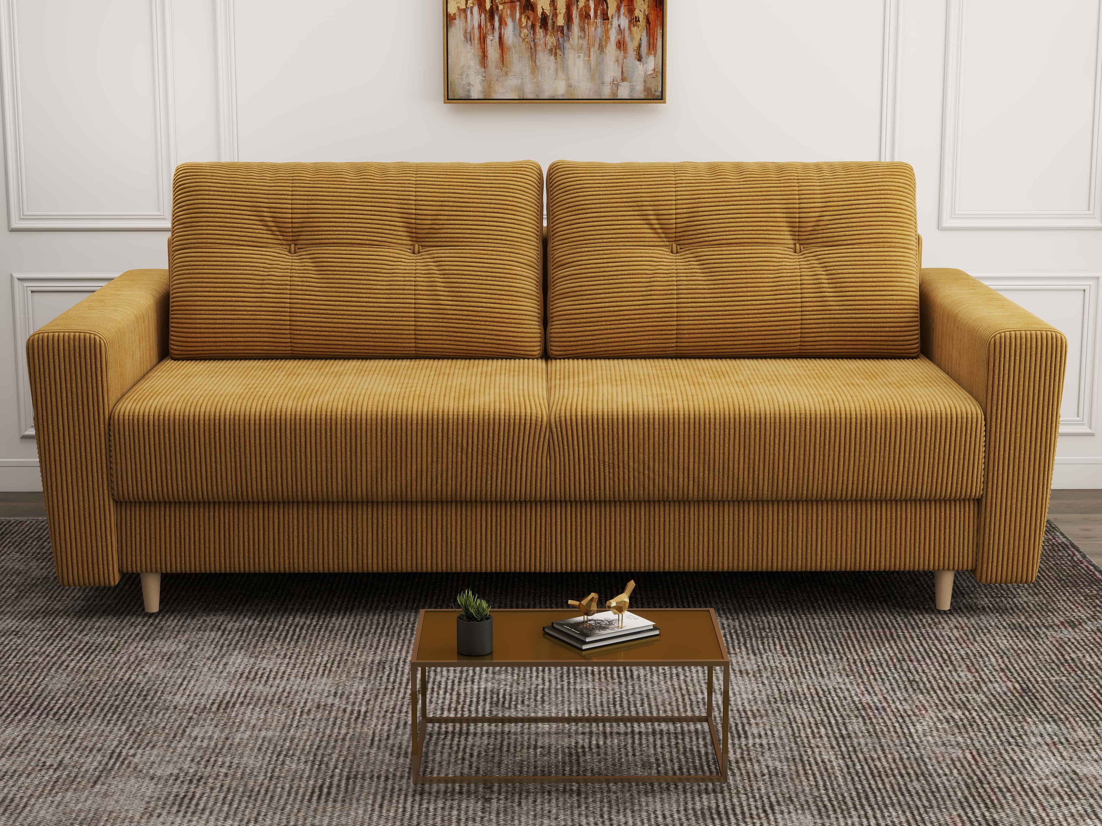 Canapea extensibilă dumonde cu ladă de depozitare si sezut confortabil din spuma high-density, Summer Zoom Mustar 225x100 cm