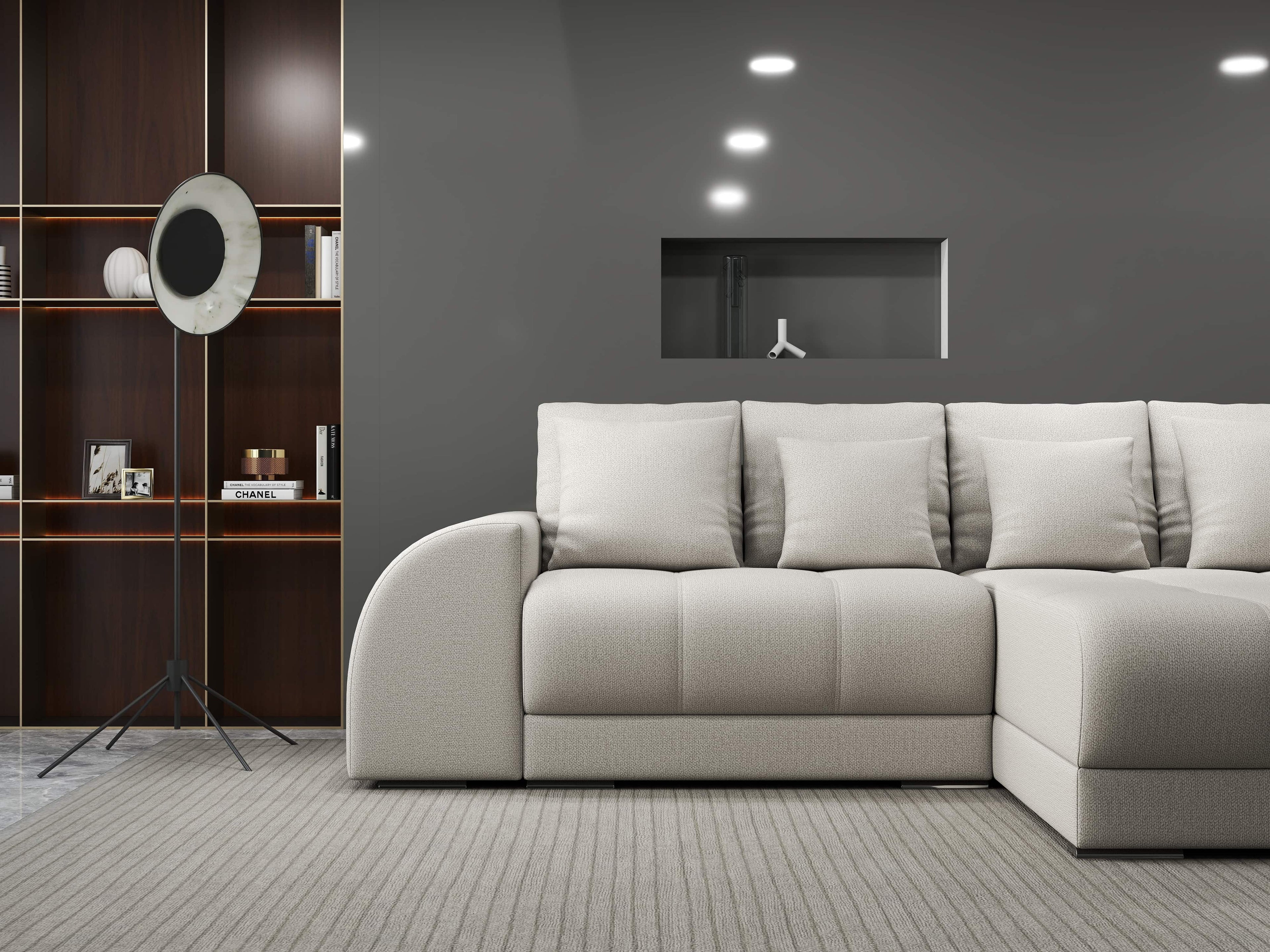 Colțar extensibil dumonde cu ladă de depozitare si sezut confortabil din spuma high-density, Verona Enjoy Bej II 290x185 cm
