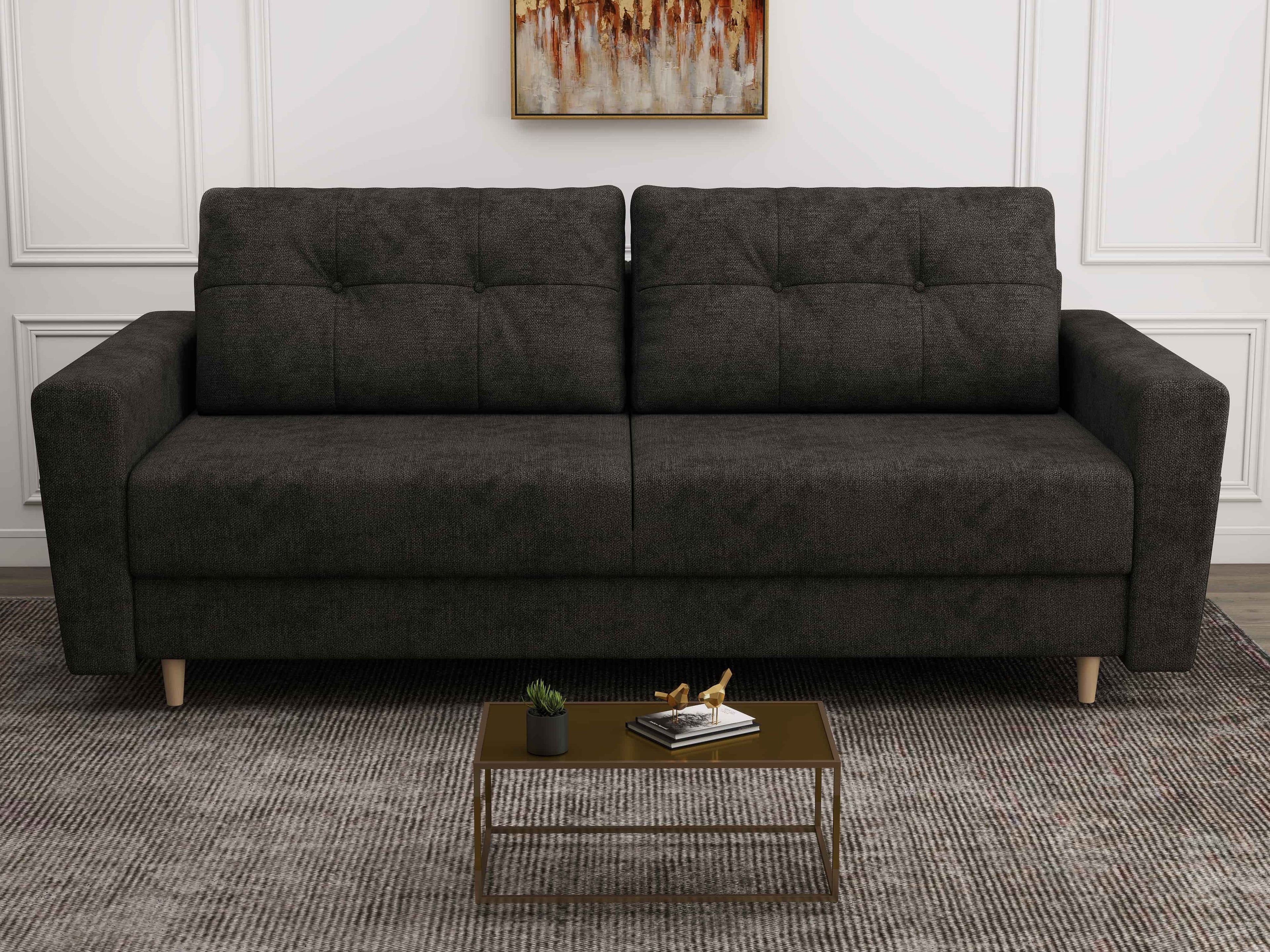 Canapea extensibilă dumonde cu ladă de depozitare si sezut confortabil din spuma high-density, Summer Enjoy Negru 225x100 cm
