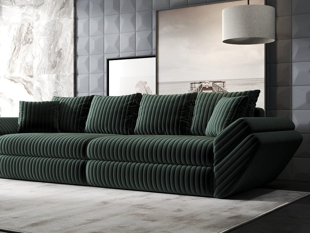 Canapea extensibilă dumonde cu ladă de depozitare si sezut confortabil din spuma high-density, Loana Ambience Verde 300x100 cm