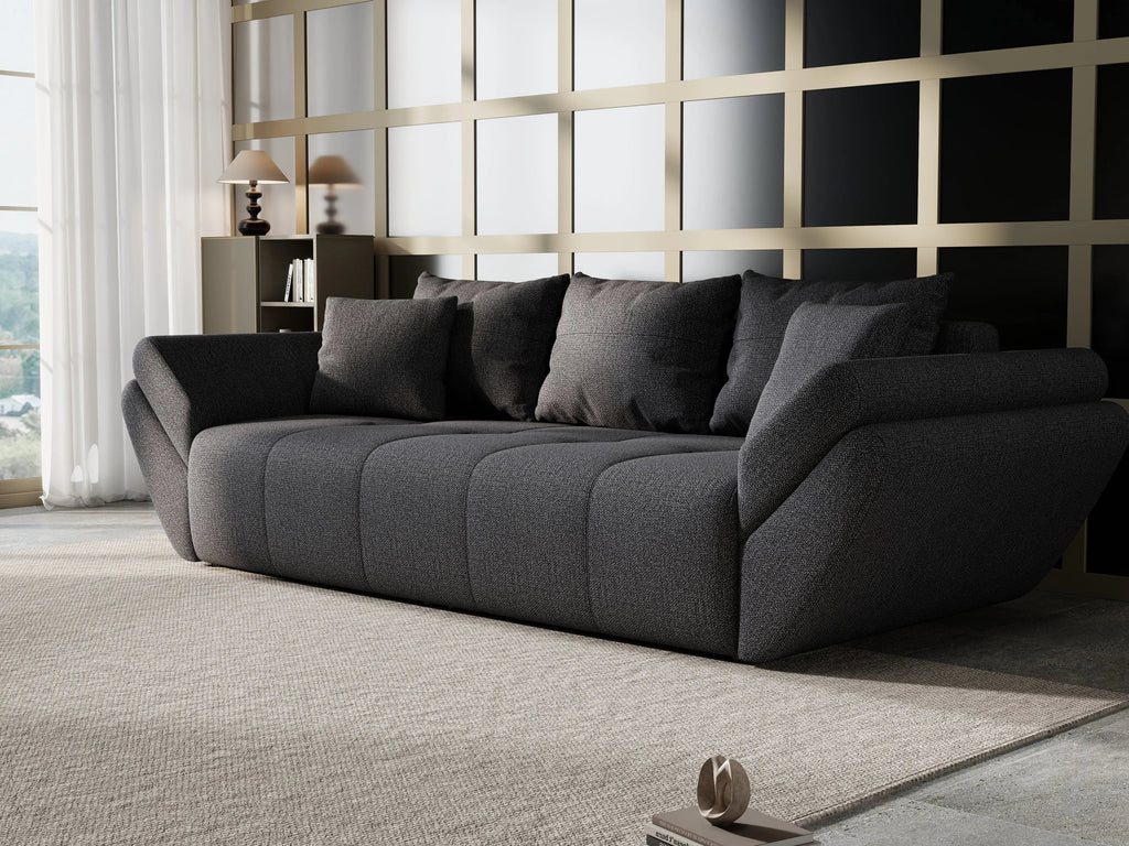 Canapea extensibilă dumonde cu ladă de depozitare si sezut confortabil din spuma high-density, Berlin Enjoy Graphite 250x100 cm