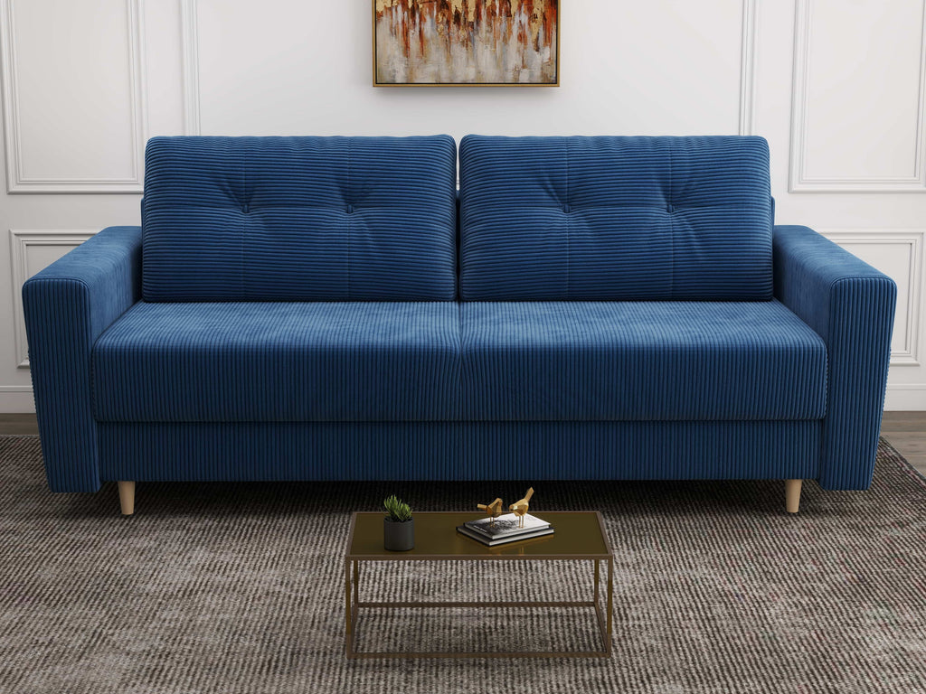 Canapea extensibilă dumonde cu ladă de depozitare si sezut confortabil din spuma high-density, Summer Zoom Albastru 225x100 cm
