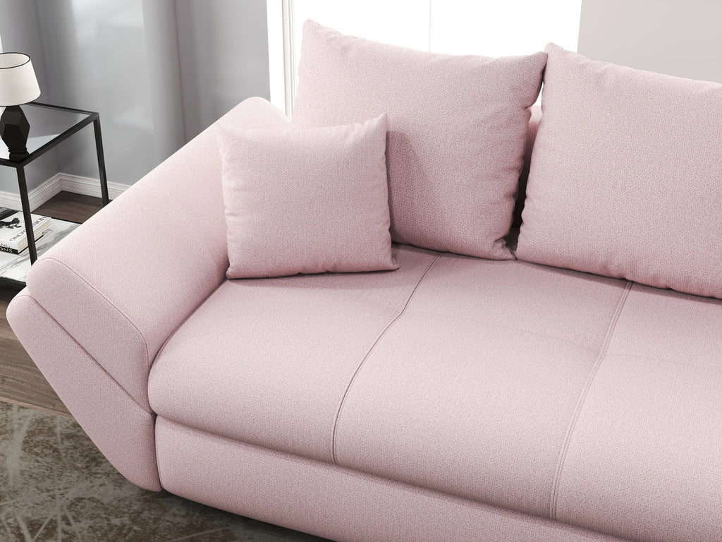 Canapea extensibilă dumonde cu ladă de depozitare si sezut confortabil din spuma high-density, Loana Enjoy Flamingo 250x100 cm