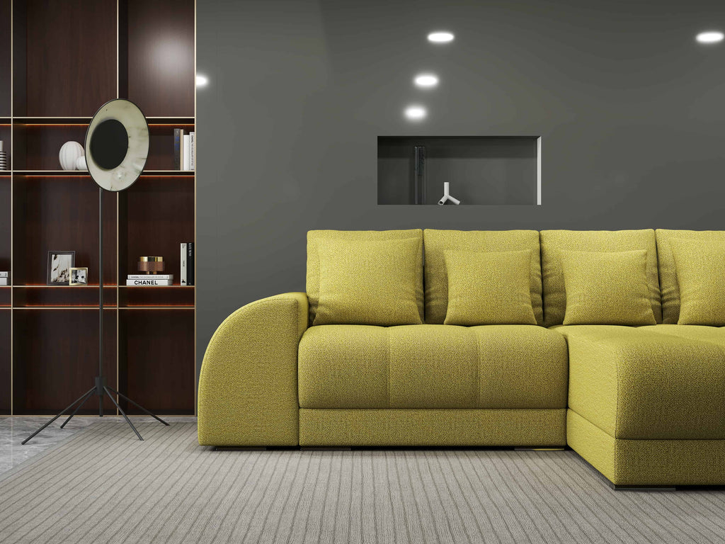 Colțar extensibil dumonde cu ladă de depozitare si sezut confortabil din spuma high-density, Verona Enjoy Verde II 290x185 cm