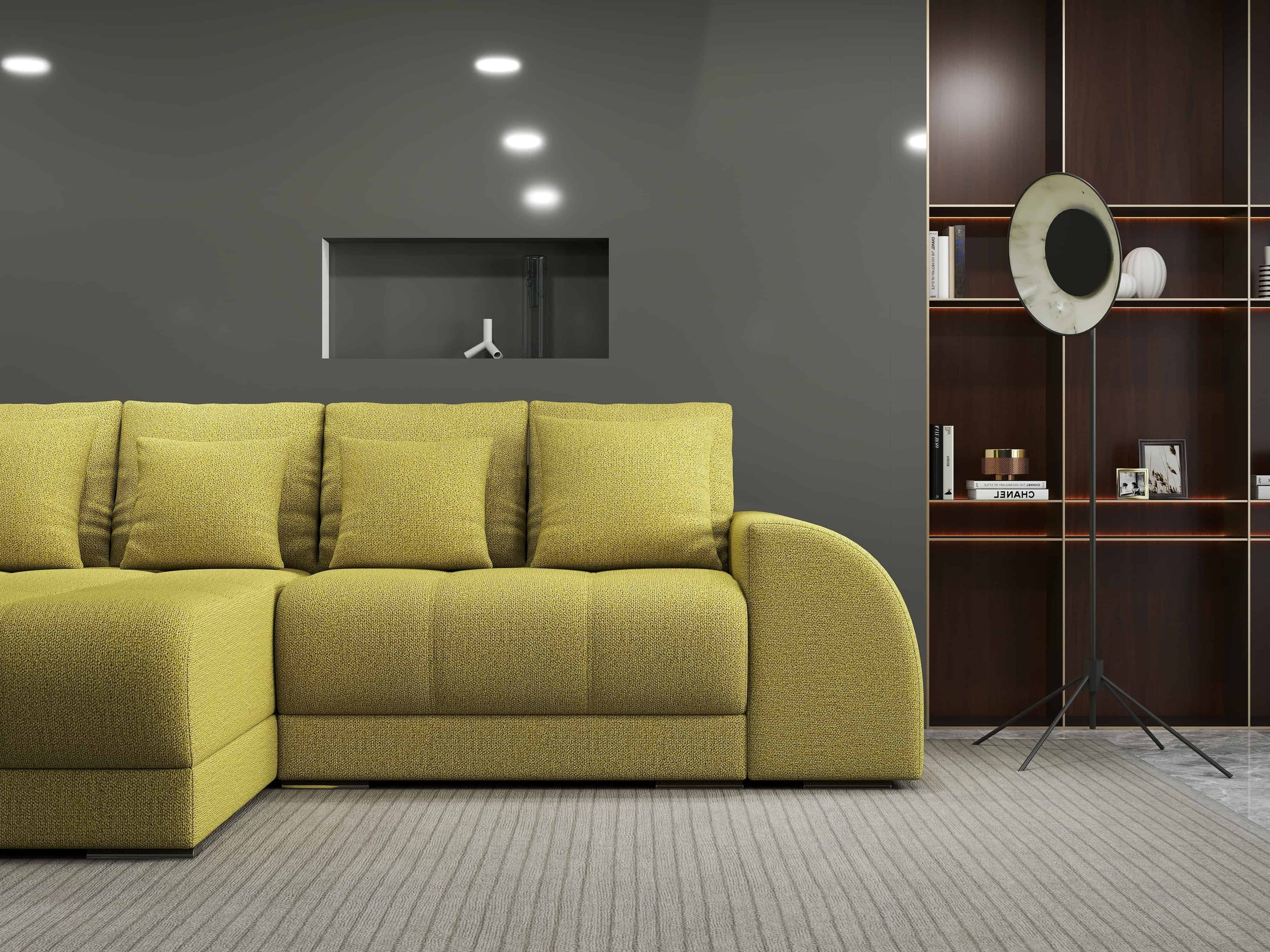 Colțar extensibil dumonde cu ladă de depozitare si sezut confortabil din spuma high-density, Verona Enjoy Verde 290x185 cm