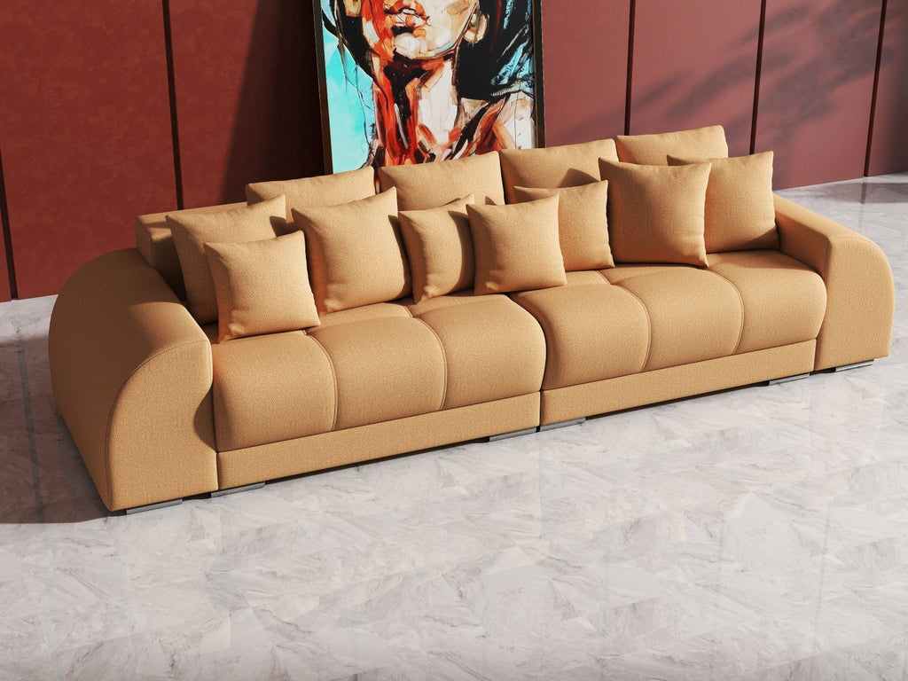 Canapea extensibilă dumonde cu 2 lăzi de depozitare si sezut confortabil din spuma high-density, Verona Enjoy Mango 310x100 cm