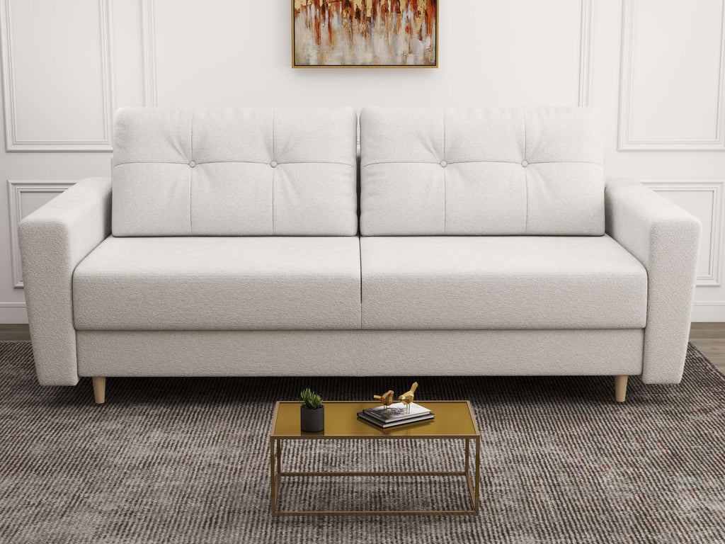 Canapea extensibilă dumonde cu ladă de depozitare si sezut confortabil din spuma high-density, Summer Euphoria Ivory 225x100 cm