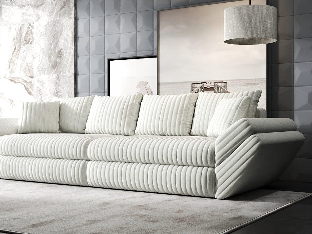 Canapea extensibilă dumonde cu ladă de depozitare si sezut confortabil din spuma high-density, Loana Ambience Ivory 300x100 cm
