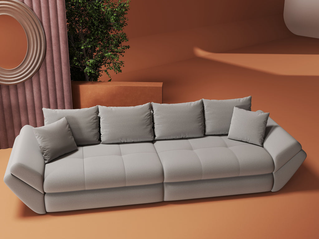 Canapea extensibilă dumonde cu ladă de depozitare si sezut confortabil din spuma high-density, Loana Royal Gri 300x100 cm