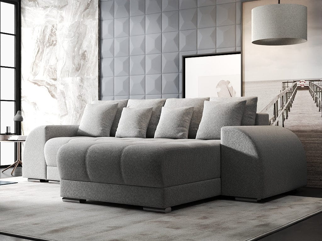 Colțar extensibil dumonde cu ladă de depozitare si sezut confortabil din spuma high-density, Verona Euphoria Dove II 290x185 cm