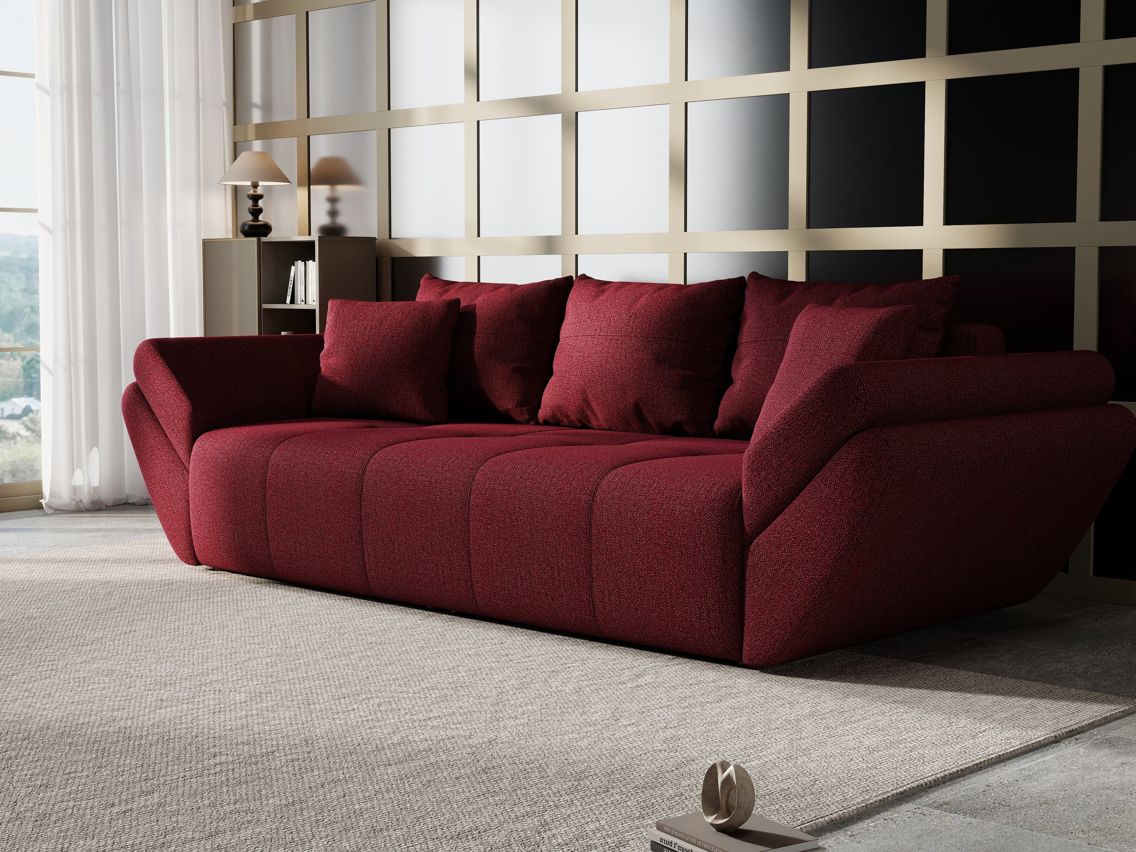 Canapea extensibilă dumonde cu ladă de depozitare si sezut confortabil din spuma high-density, Berlin Enjoy Winery 250x100 cm